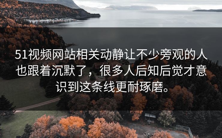 51视频网站相关动静让不少旁观的人也跟着沉默了，很多人后知后觉才意识到这条线更耐琢磨。
