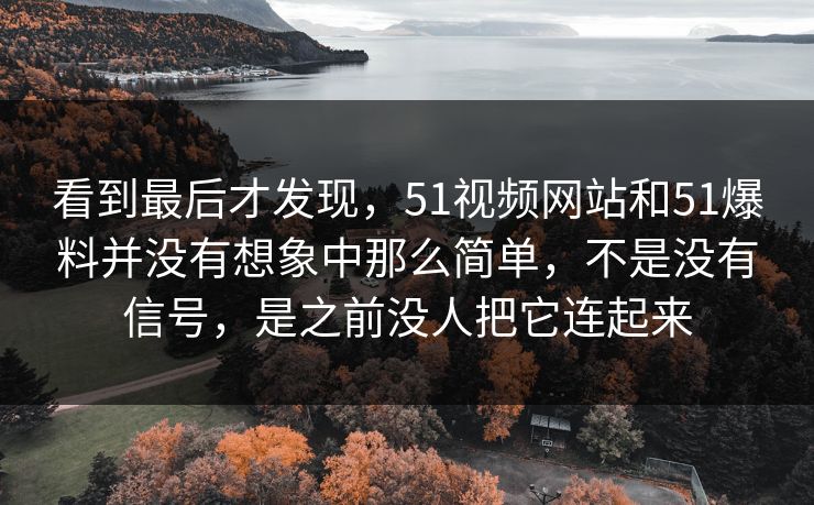 看到最后才发现，51视频网站和51爆料并没有想象中那么简单，不是没有信号，是之前没人把它连起来