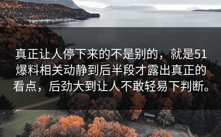 真正让人停下来的不是别的，就是51爆料相关动静到后半段才露出真正的看点，后劲大到让人不敢轻易下判断。