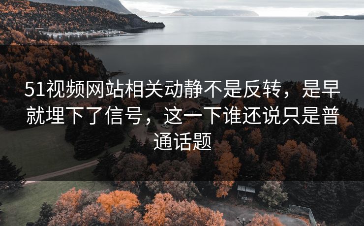 51视频网站相关动静不是反转，是早就埋下了信号，这一下谁还说只是普通话题