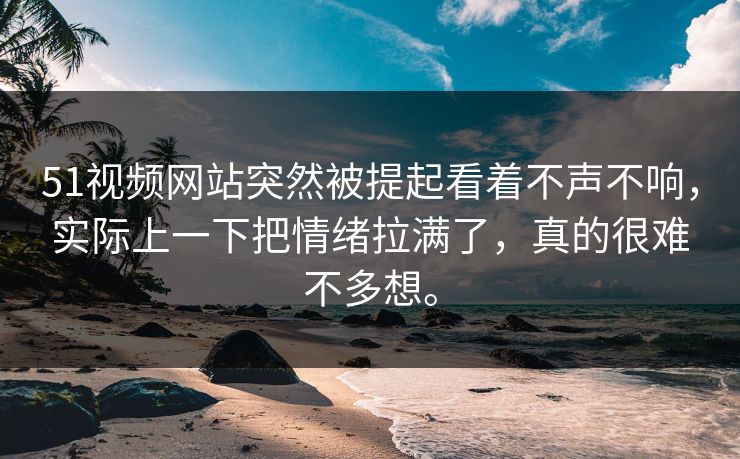 51视频网站突然被提起看着不声不响，实际上一下把情绪拉满了，真的很难不多想。