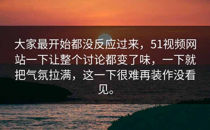 大家最开始都没反应过来，51视频网站一下让整个讨论都变了味，一下就把气氛拉满，这一下很难再装作没看见。