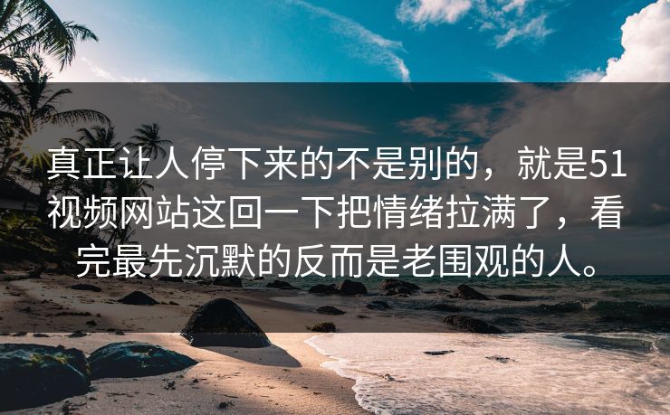 真正让人停下来的不是别的，就是51视频网站这回一下把情绪拉满了，看完最先沉默的反而是老围观的人。