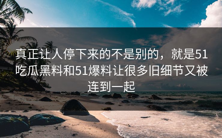 真正让人停下来的不是别的，就是51吃瓜黑料和51爆料让很多旧细节又被连到一起  第1张