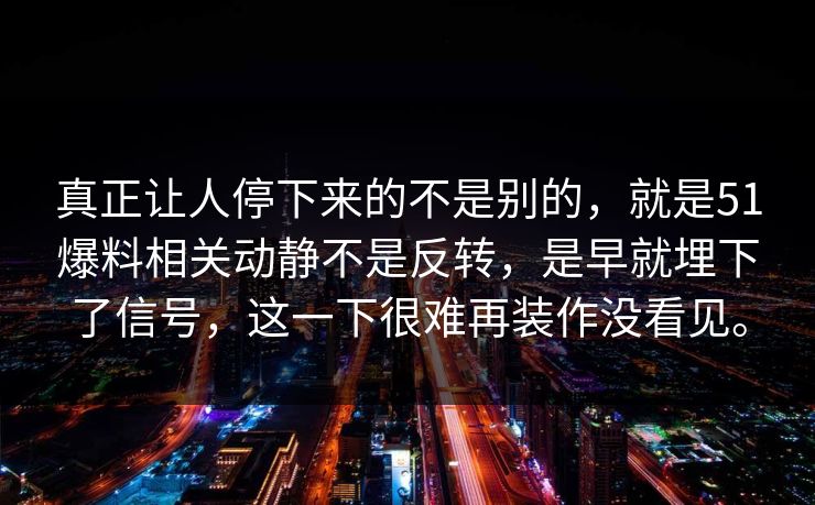 真正让人停下来的不是别的，就是51爆料相关动静不是反转，是早就埋下了信号，这一下很难再装作没看见。