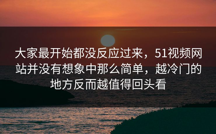 大家最开始都没反应过来，51视频网站并没有想象中那么简单，越冷门的地方反而越值得回头看