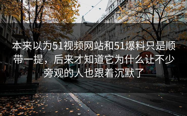 本来以为51视频网站和51爆料只是顺带一提，后来才知道它为什么让不少旁观的人也跟着沉默了