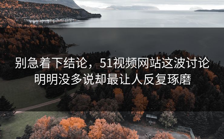 别急着下结论，51视频网站这波讨论明明没多说却最让人反复琢磨